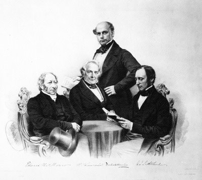 Portræt af lægerne Edward Monro, William Lawrence, Forbes Winslow og A. J. Sutherland, 1857 af English School